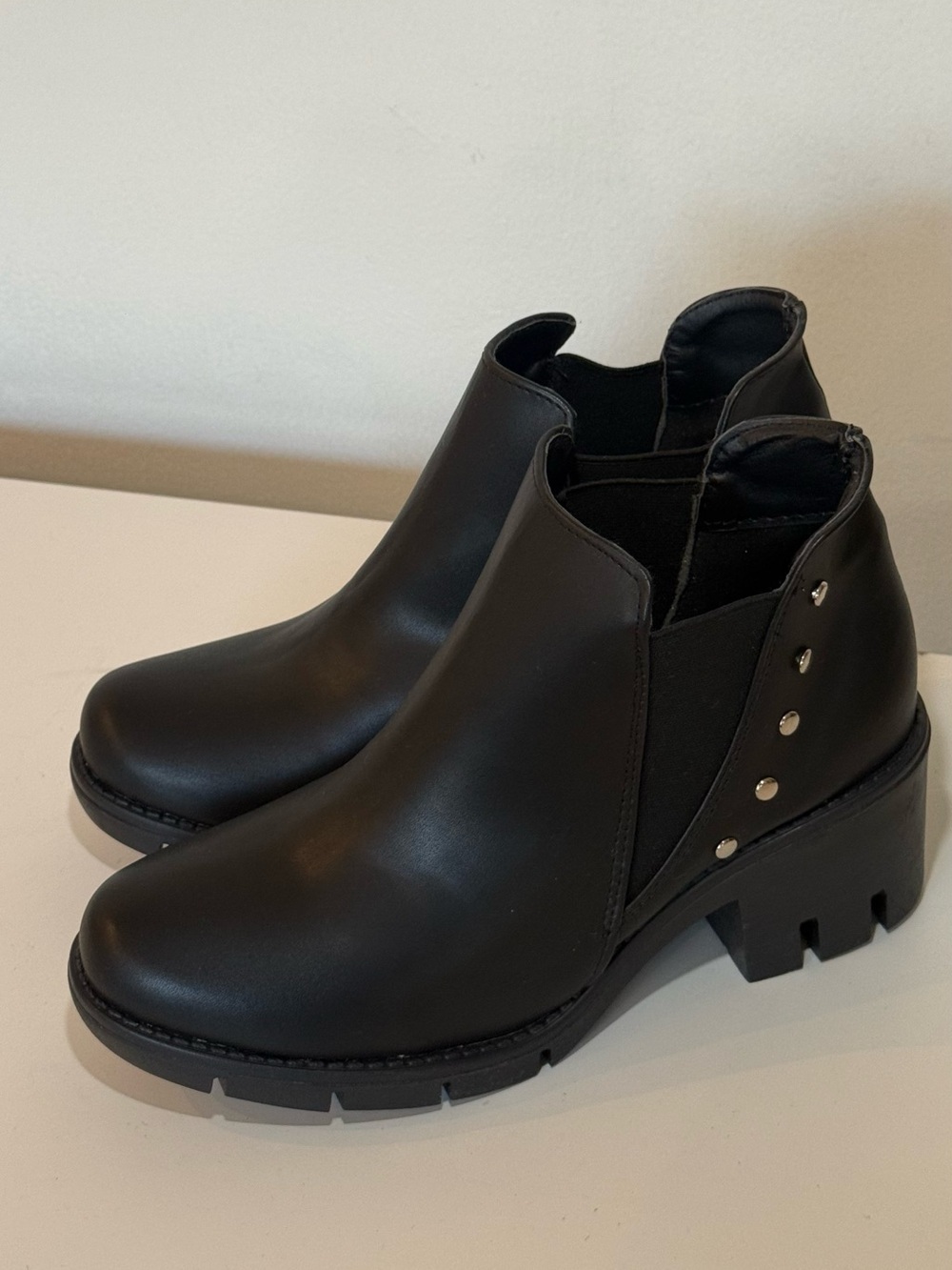Classic Black Ankle Boot Silver Stud Detail Woman Size 8 NWOT Booties